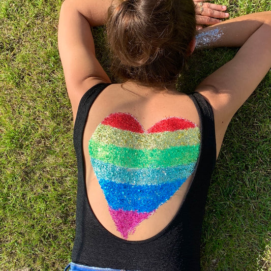 RAINBOW HEART BIO GLITZER LOOK