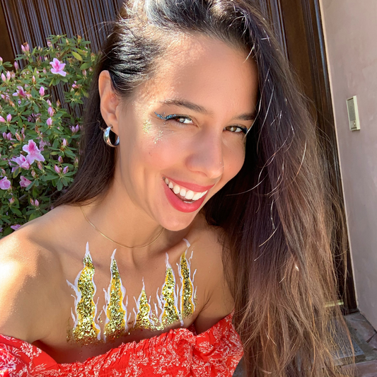 FESTIVAL FLAMES BIO GLITZER-LOOK