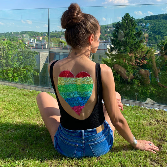 RAINBOW HEART BIO GLITZER LOOK